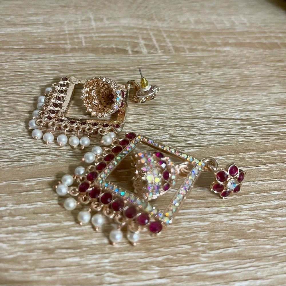 Dark Purple and Gold Statement Earrings